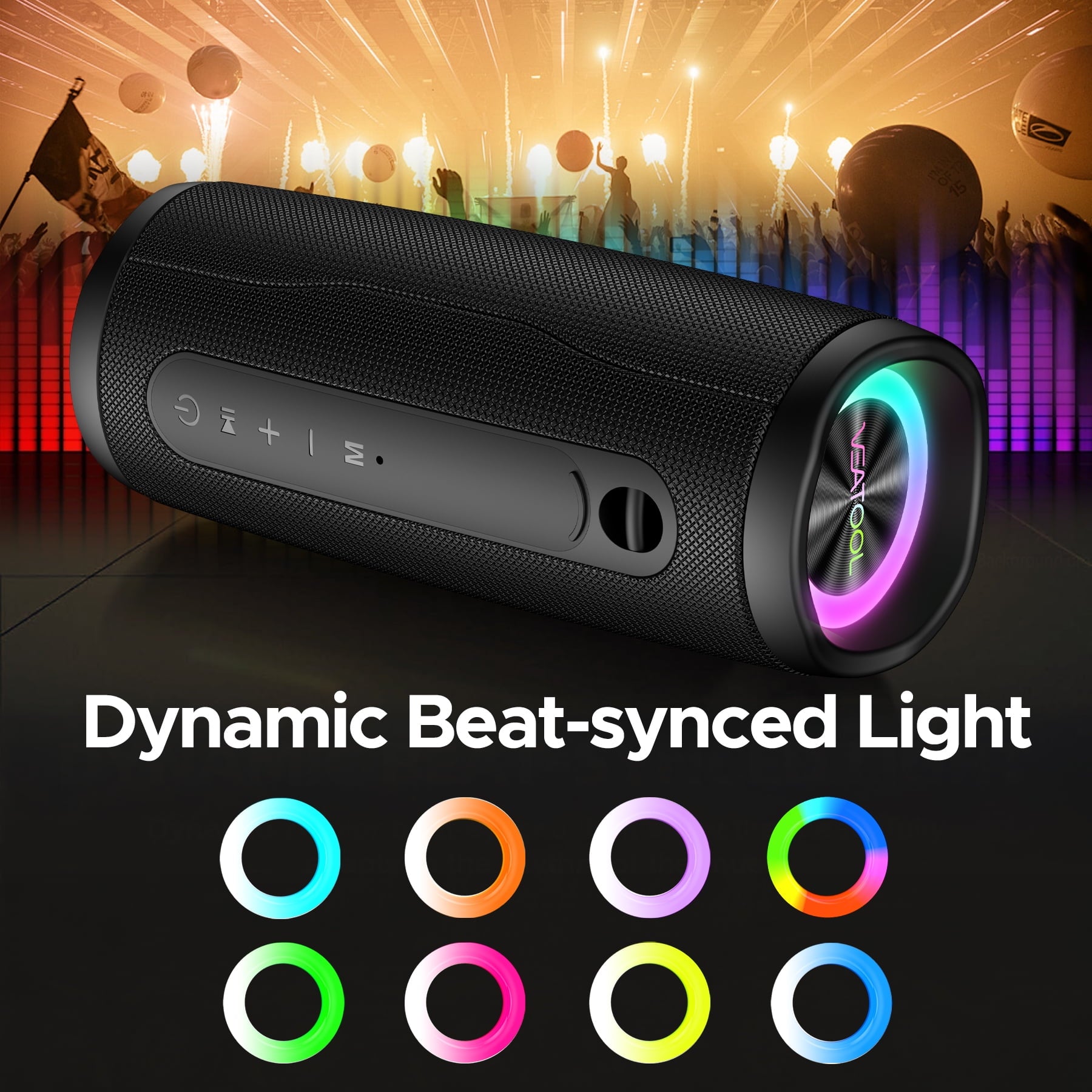 VEAT00L Bluetooth speaker, Wireless Portable Bluetooth Speaker with IPX7 Waterproof, Up to 30H Playtime,30W Powerful Bass,BT5.4,LED Lights,TWS Pairing for Home/Party/Outdoor/Beach,Birthday Gift