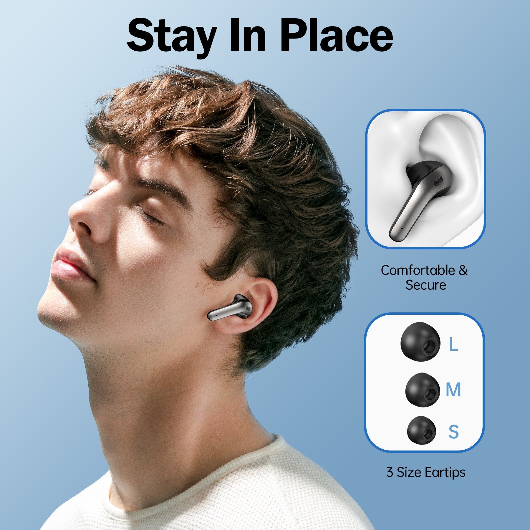 VEATOOL X15 Wireless Earbuds Bluetooth 5.3 Headphones,72H Hi-Fi Stereo Deep Bass Earphones with Noise Cancelling Mic IP7 Waterproof Sport Headset with LED Power Display for Laptop Pad Phones Black
