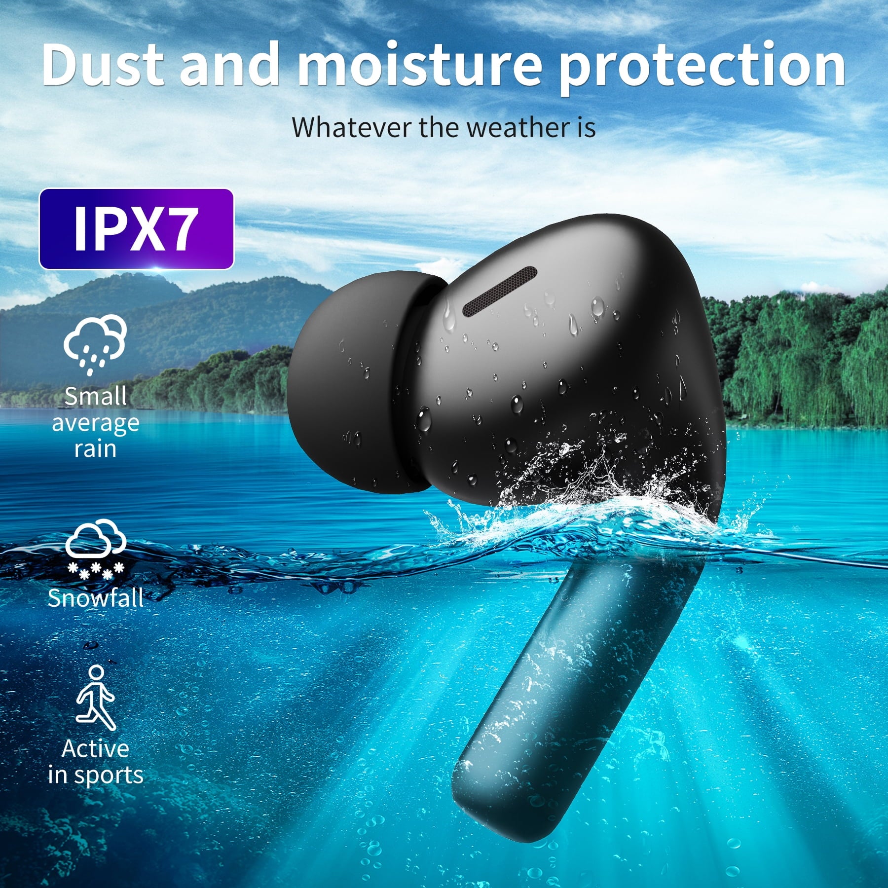 STA Wireless Earbuds, Bluetooth 5.4 Ear Buds with Multifunctional Touch Screen, ANC/ENC Noise Cancelling Headphones with 70H Playtime, Bass Stereo Sound, for Laptop, Android/iOS, Pad
