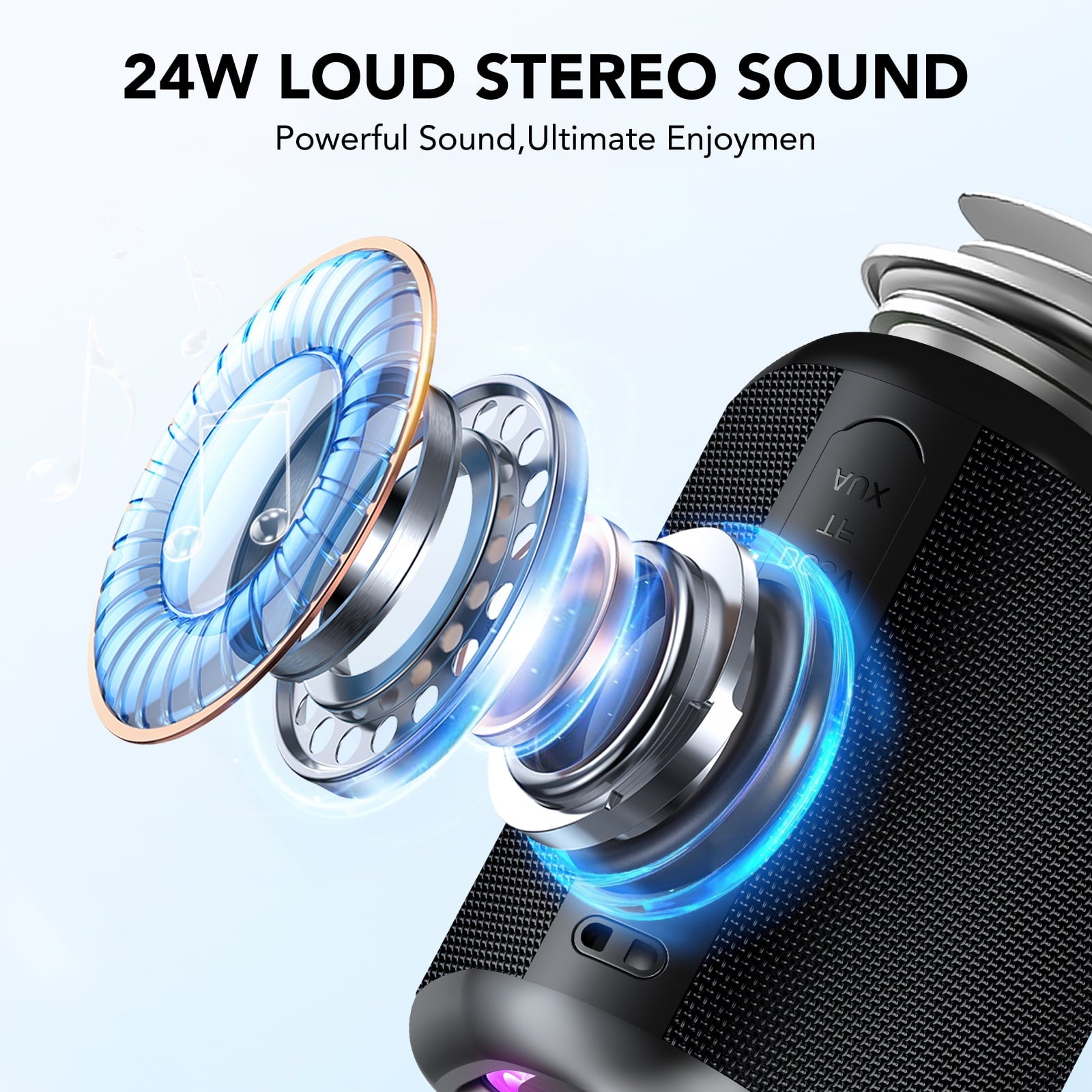 Portable Bluetooth Speaker with Lights, Powerful Crystal Clear Sound, IPX7 Waterproof, All Day Playtime, AUX&TF-Card Input, Bluetooth 5.4, TWS Paring, Small Wireless Speaker for Outdoor, Gift Ideas